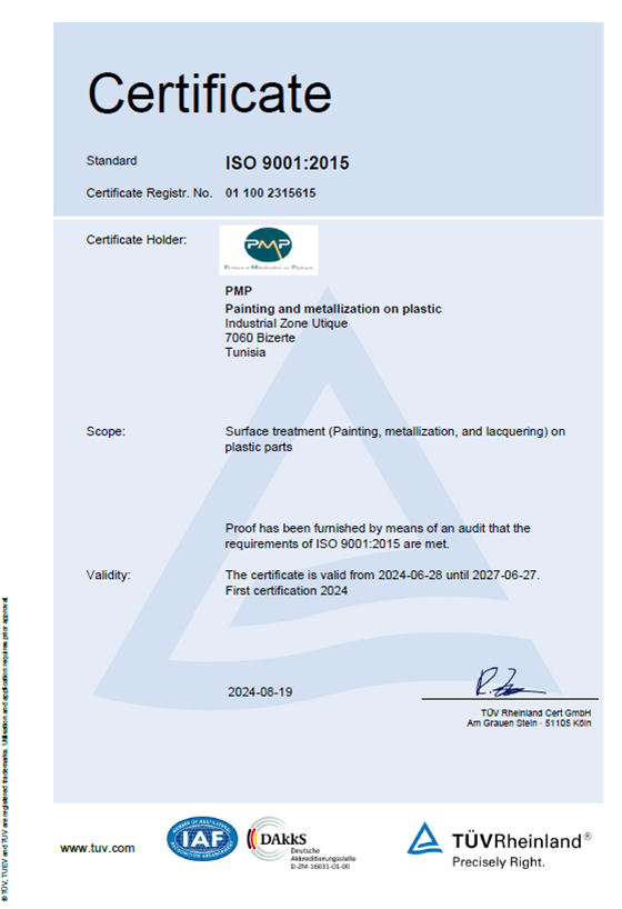 Certification ISO 9001 V 2015 Anglais 