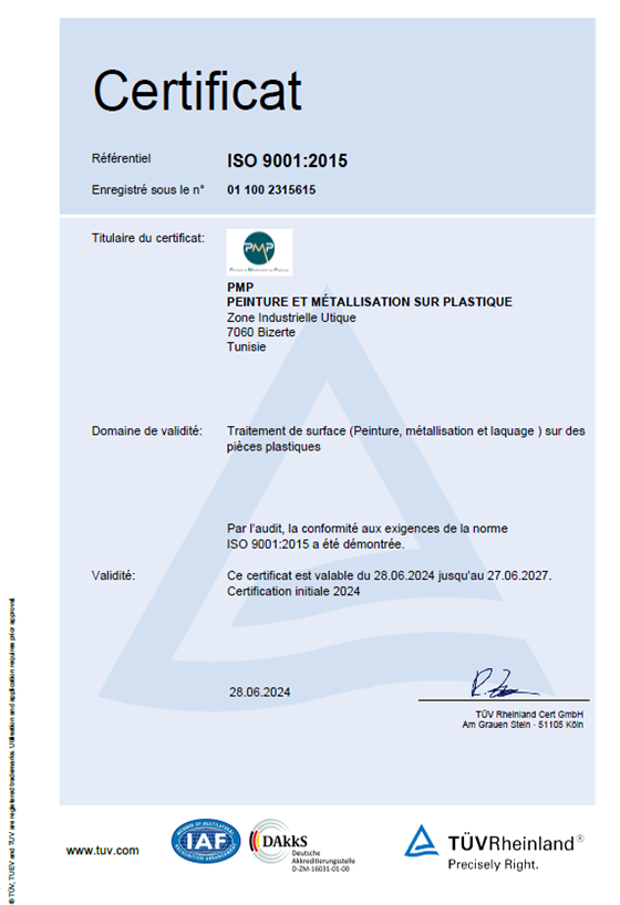 Certification ISO 9001 V 2015 Français 